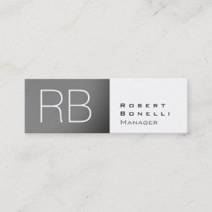 Slim Grau White Monogram Manager Business Card Mini Visitenkarte