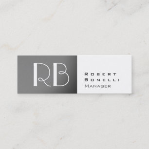 Slim Grau White Monogram Manager Business Card Mini Visitenkarte