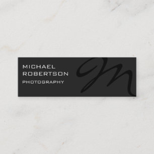 Slim Gray Black Monogram Fotografy Business Card Mini Visitenkarte