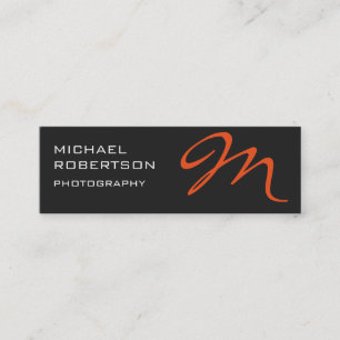 Slim Gray Monogram Fotograf Business Card Mini Visitenkarte