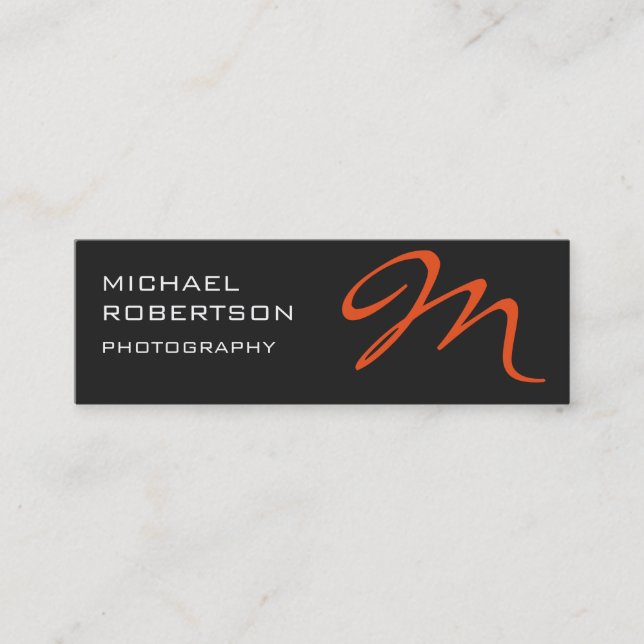 Slim Gray Monogram Fotograf Business Card Mini Visitenkarte (Vorderseite)