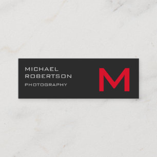 Slim Gray Monogram Fotograf Business Card Mini Visitenkarte