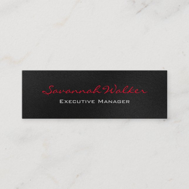Slim Gray Red Script Beruflich Modern Trendy Mini Visitenkarte (Vorderseite)
