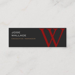 Slim Grey Red Monogram Trendy Modern Schlicht Mini Visitenkarte