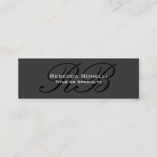 Slim Grey Schwarz-weiß Monogram Business Card Mini Visitenkarte