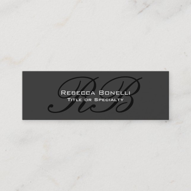Slim Grey Schwarz-weiß Monogram Business Card Mini Visitenkarte (Vorderseite)