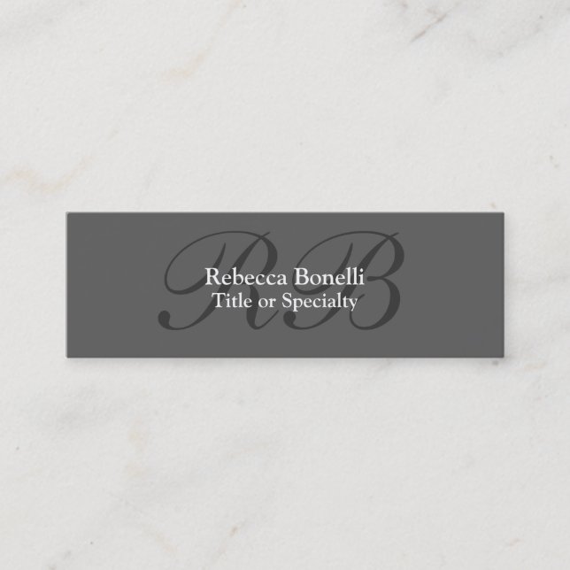 Slim Grey Schwarz-weiß Monogram Business Card Mini Visitenkarte (Vorderseite)