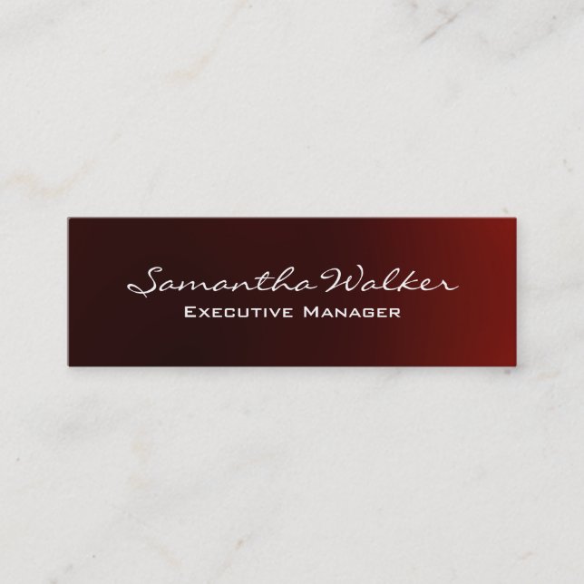 Slim Handwriting Modern Trendy Reddish Brown Mini Visitenkarte (Vorderseite)