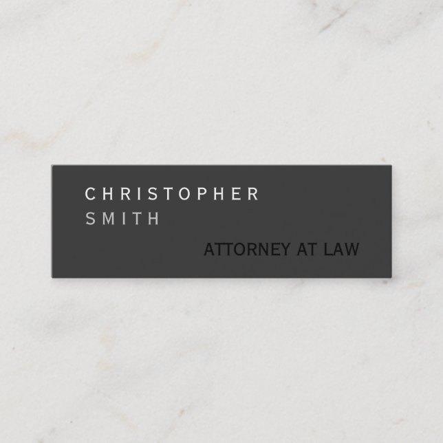 Slim Modern Grey Attorney at Law Carte de visite (Devant)