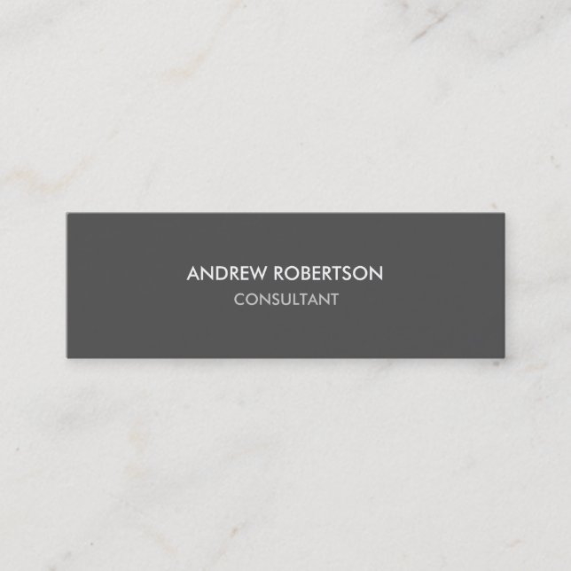 Slim Modern Schlicht Gray Trendy Business Card Mini Visitenkarte (Vorderseite)