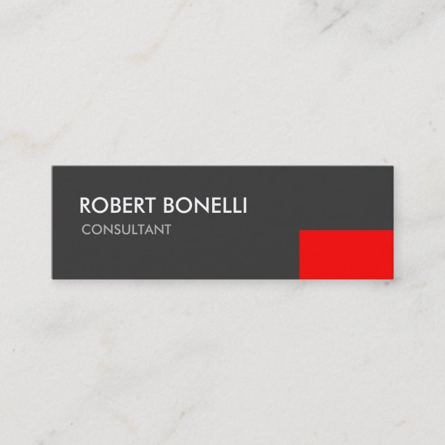 Slim Modern White Text Gray Business Card Mini Visitenkarte (Vorderseite)