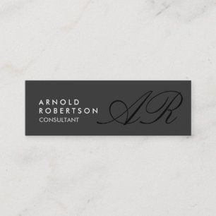 Slim Monogram Schlicht Gray Trendy Business Card Mini Visitenkarte