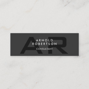 Slim Monogram Schlicht Gray Trendy Business Card Mini Visitenkarte