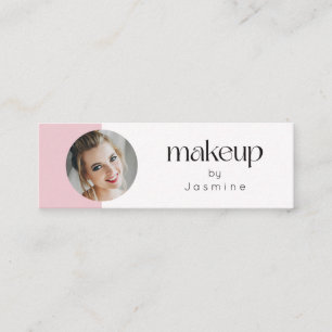 Slim Pink White Beauty Professional MUA Foto Qr Mini Visitenkarte