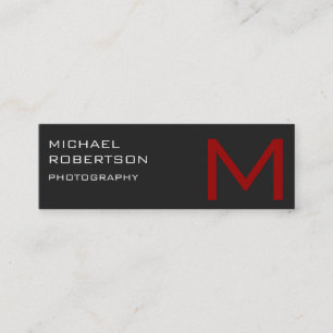 Slim Red Gray Monogram Fotograf Business Card Mini Visitenkarte