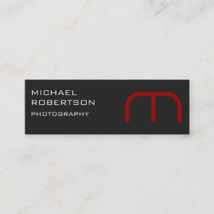 Slim Red Gray Monogram Fotograf Business Card Mini Visitenkarte