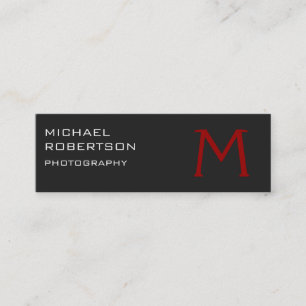 Slim Red Gray Monogram Fotograf Business Card Mini Visitenkarte