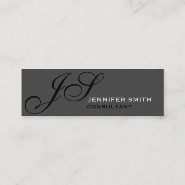 Slim Script Monogramme Consultant Carte de visite  (Devant)