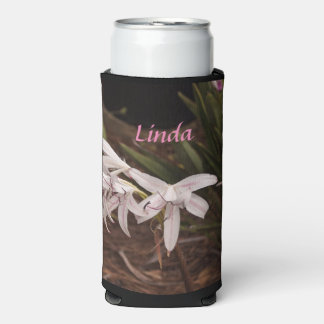 Slim Seltzer Can Cooler mit weißen rosa Lilien Selters Dosenkühler