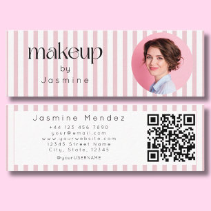 Slim Stripes Beauty Professional MUA Foto-QR Mini Visitenkarte