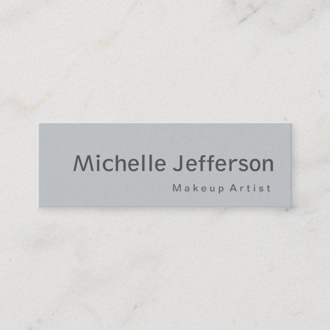 Slim Stylish Gray Makeup Artist Business Card Mini Visitenkarte (Vorderseite)