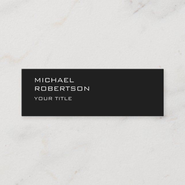 Slim Trendy Dark Gray Modern Business Card Mini Visitenkarte (Vorderseite)