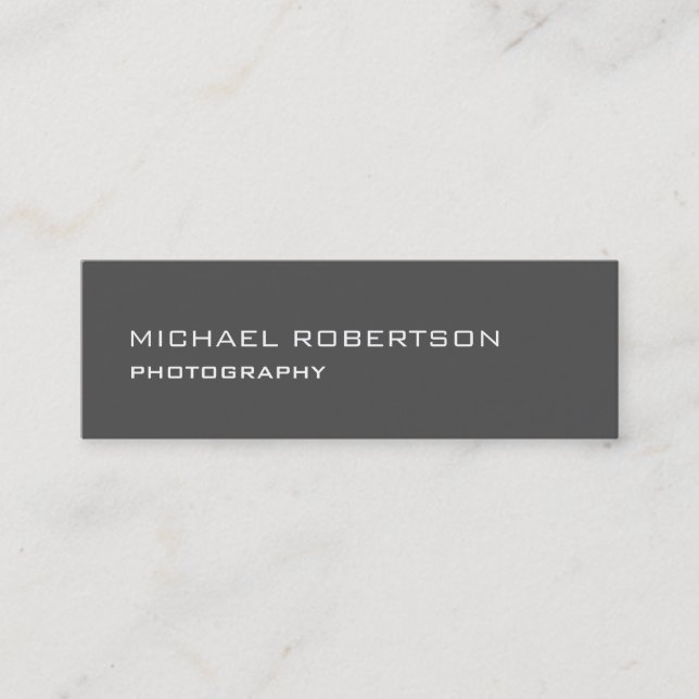 Slim Trendy Gray Fotograf Business Card Mini Visitenkarte (Vorderseite)