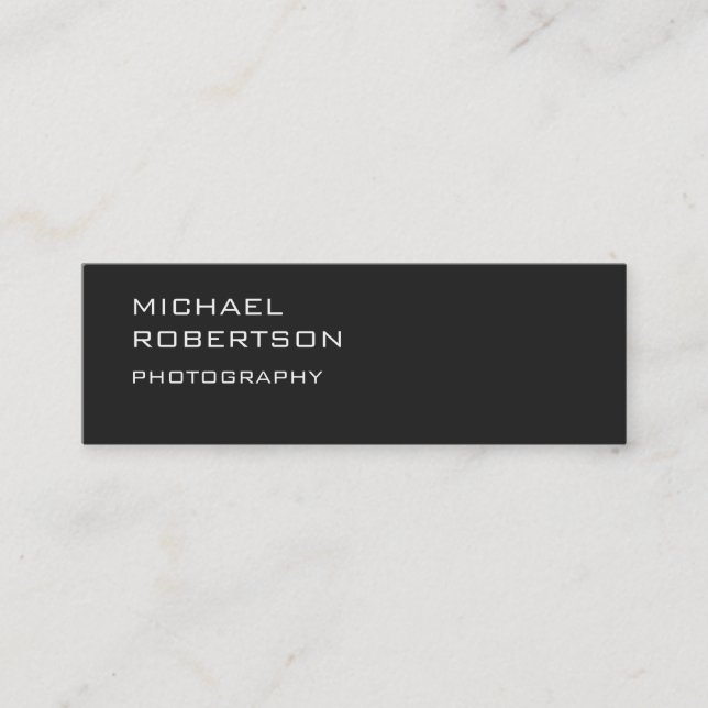 Slim Trendy Gray Fotograf Business Card Mini Visitenkarte (Vorderseite)