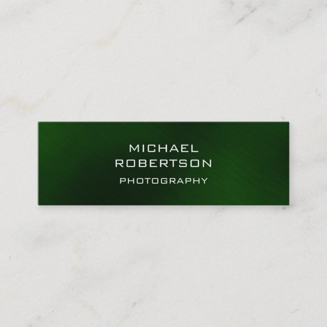 Slim Trendy Green Fotograf Business Card Mini Visitenkarte (Vorderseite)