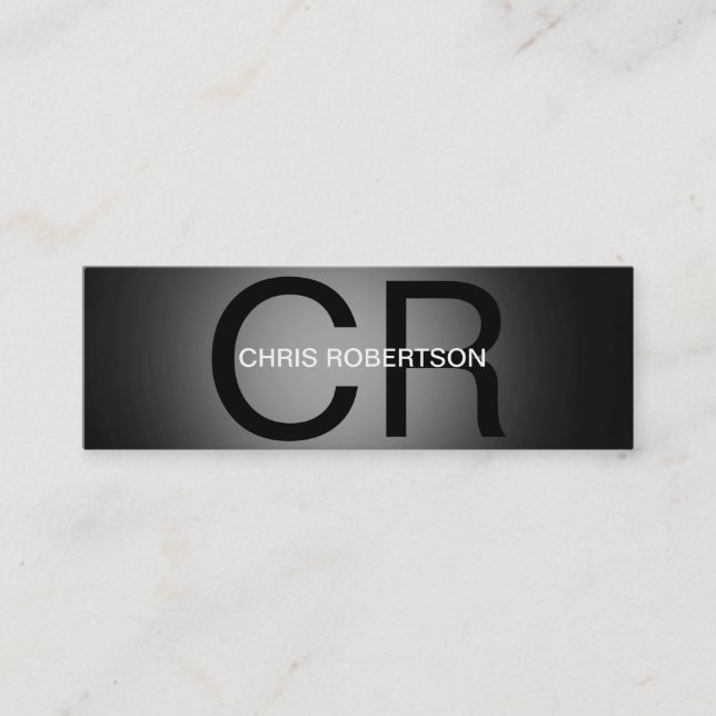 Slim Unique Monogram Gray Black Business Card Mini Visitenkarte (Vorderseite)