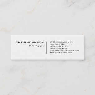 Slim White Charming Manager Business Card Mini Visitenkarte