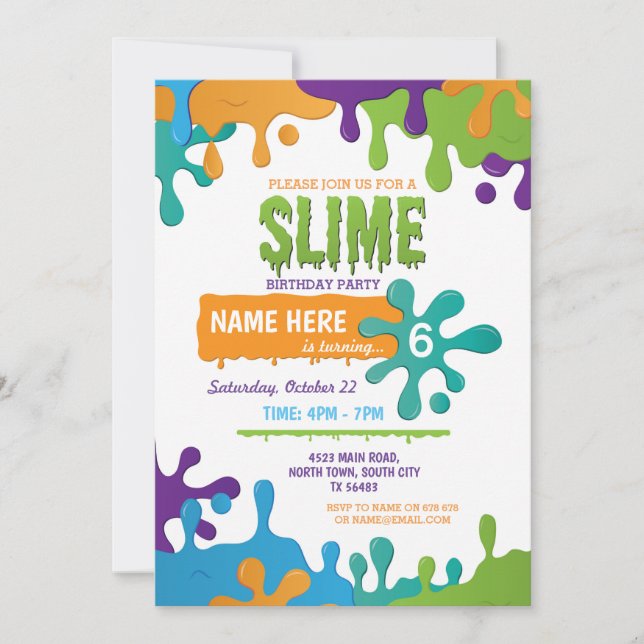 Slime Birthday Driding Girls garçons Invitation (Devant)