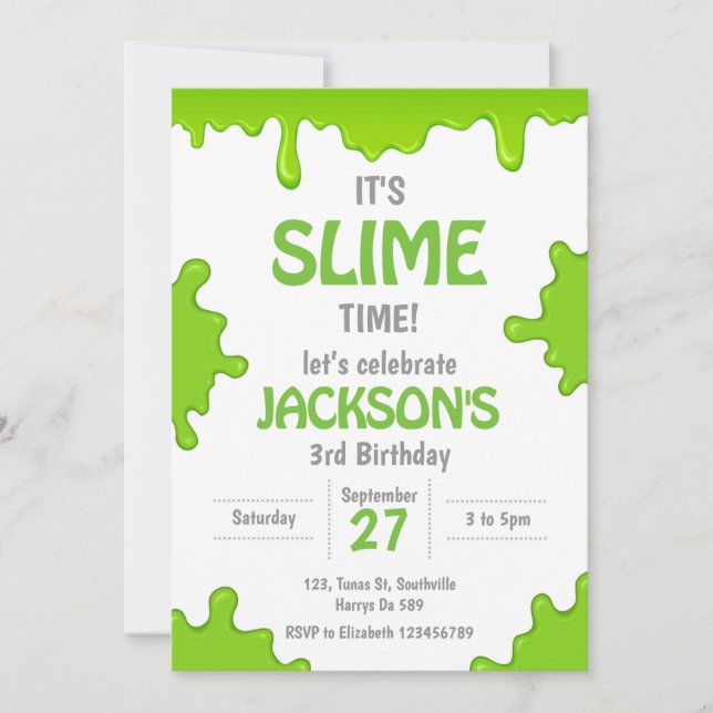 Slime Birthday Invitation (Devant)