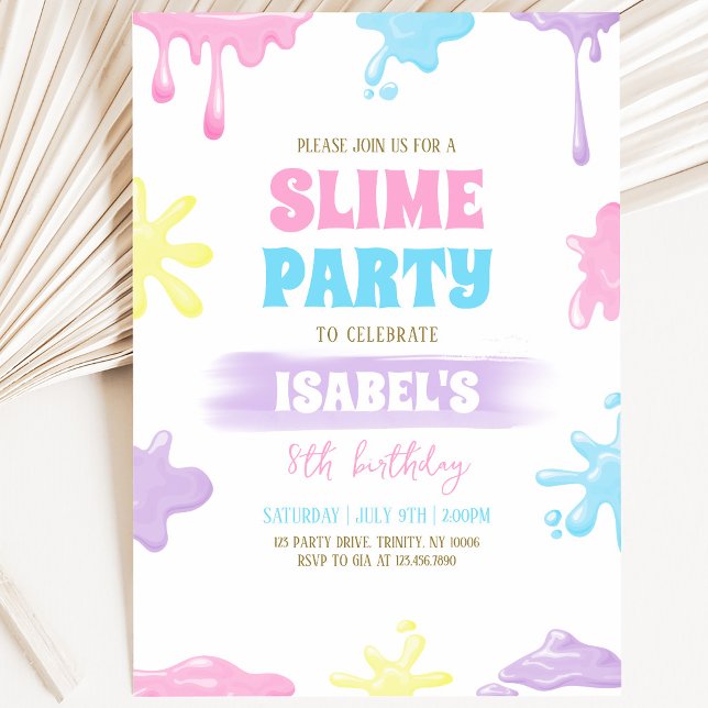 Slime Birthday Party Einladung (Von Creator hochgeladen)