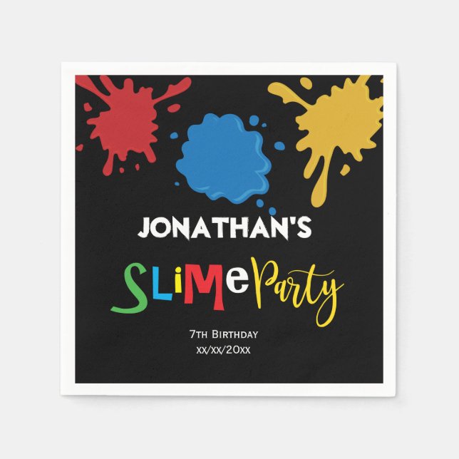 Slime Fun Children Geburtstagsparty personalisiert Serviette (Vorderseite)