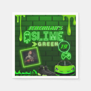 Slime Green   Foto Birthday Party Neon Green Serviette