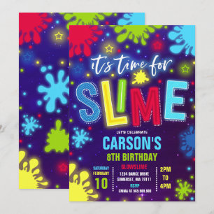 Slime Invitation Slime Party Neon Slime Party