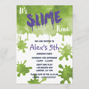 Slime Party Anniversaire Invitations