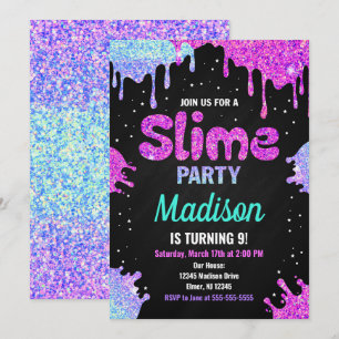 Slime Party Geburtstag Einladung Glitzer