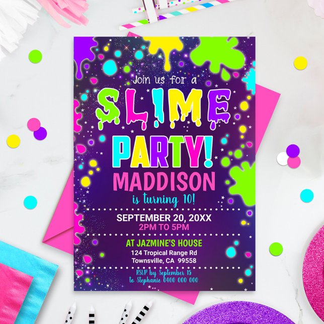 Slime Party Invitation Slime Birthday Invitation (Créateur téléchargé)