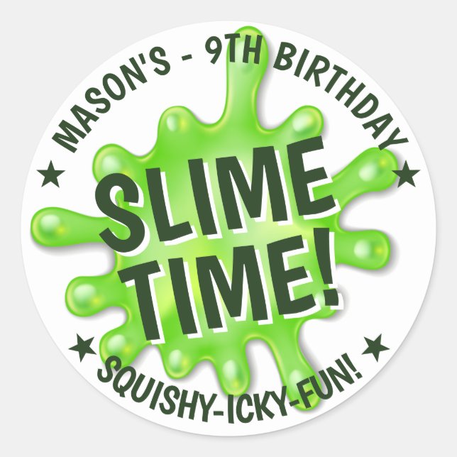 Slime-Party Runder Aufkleber (Vorderseite)