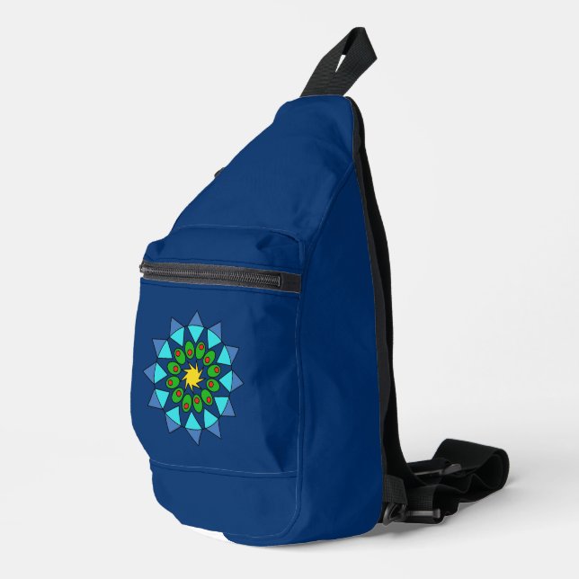 Sling Bag - Blau und Grün Mandala (Rechte Ecke)