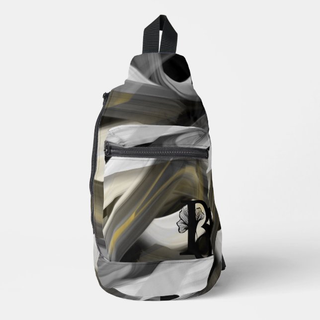 Sling Bag Trend Abstrakt Art Schwarz-weiß Gold (Vorderseite)