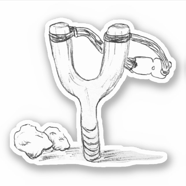 Sling Shot and Rocks Sketch Aufkleber (Vorderseite)