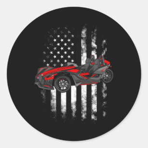 Slingshot Car American USA Flag 4. Juli Schlinge Runder Aufkleber