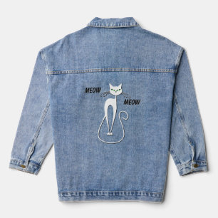 Slinky Black Cat Meow Meow Green Eyes Jeansjacke
