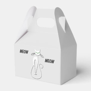 Slinky Black Cat Meow Meow Grüne Augen auf Grau Geschenkschachtel