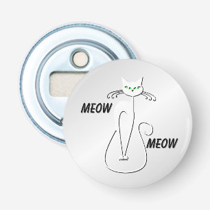 Slinky Black Cat Meow Meow Grüne Augen auf Silber Flaschenöffner