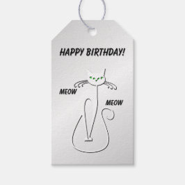 Slinky Black Cat Meow Meow Grüne Augen auf Silber Geschenkanhänger