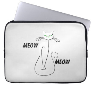 Slinky Black Cat Meow Meow Grüne Augen auf Silber Laptopschutzhülle